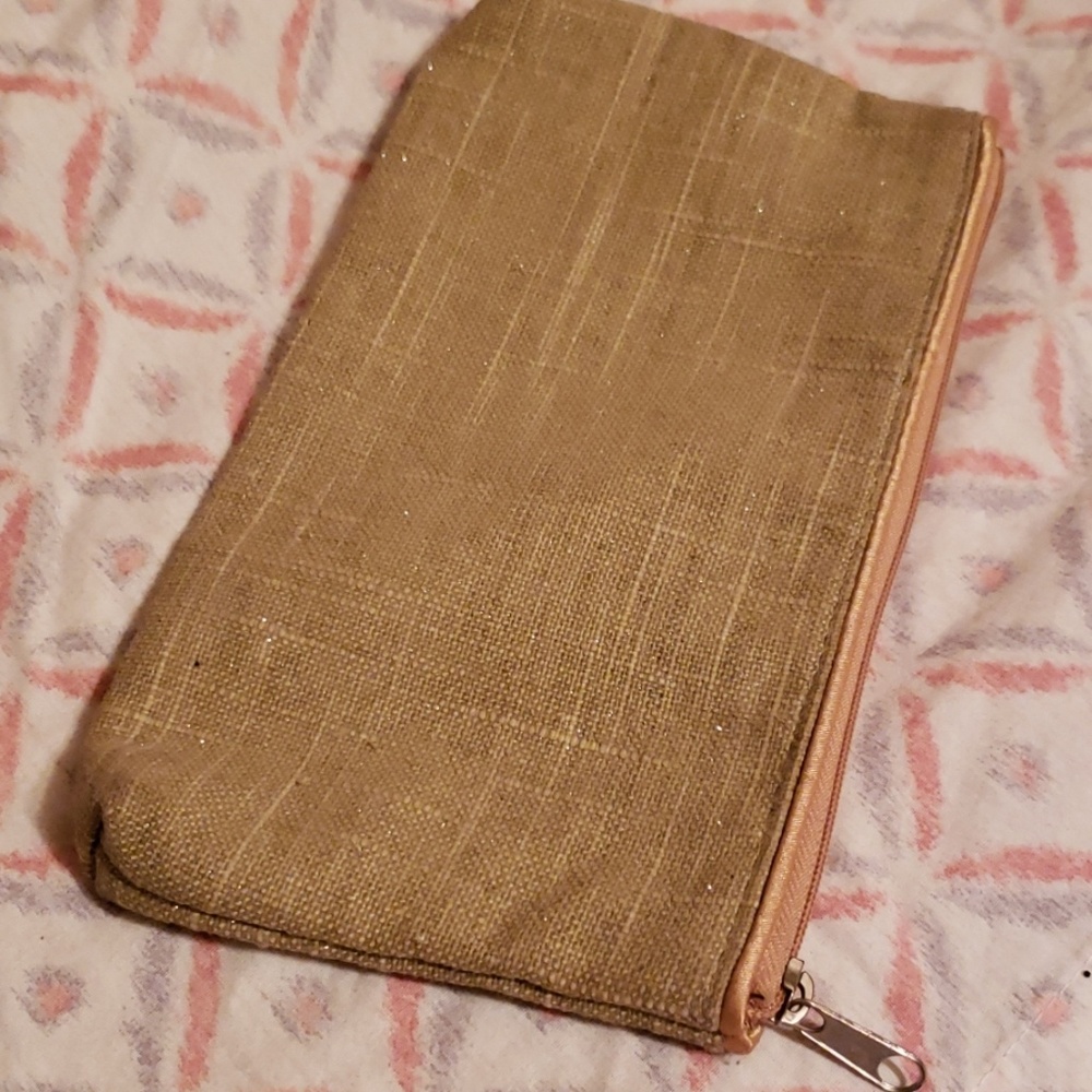 Linen & Sparkle Zip  Pouch Cosmetic Bag - Picture 2 of 8